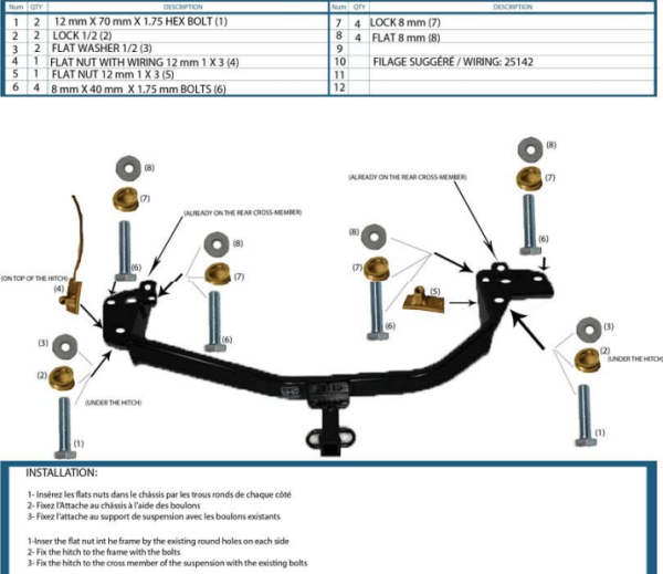 Attache Remorque (Hitch) pour Volkswagen Golf TDI, GTI, 2.5L de 2007 à 2014 – Image 2