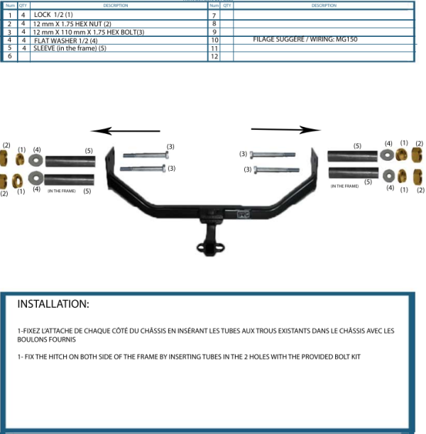 Attache Remorque (Hitch) pour Chrysler 200, Sebring, Dodge Avenger, 2007 à 2017 - Image 2