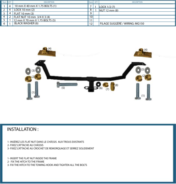Attache Remorque (Hitch) pour Honda CRV de 2007 à 2011 - Image 2