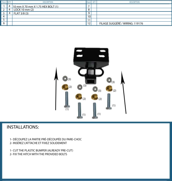 Attache Remorque (Hitch) pour Volkswagen Tiguan de 2009 à 2017 - Image 2