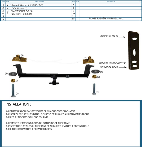 Attache Remorque (Hitch) pour Dodge Grand Caravan, Chrysler Town and Country, Volkswagen Routan, 2008 à 2019 - Image 2