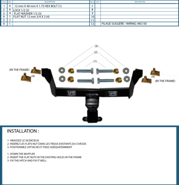 Attache Remorque (Hitch) pour Ford Edge de 2007 à 2014 – Image 2