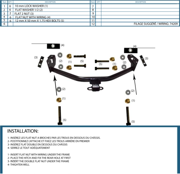 Attache Remorque (Hitch) pour Mazda Tribute et Ford Escape de 2005 à 2012 - Image 2