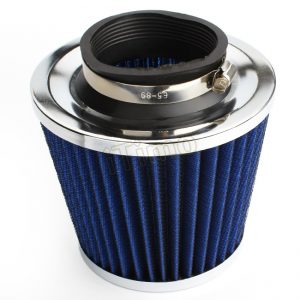 Filtre à air conique de performance couleur bleu avec diamètre d’entrée admission de 76mm