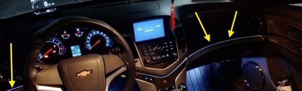 Paire de lumières décorative flexible pour l’intérieur du véhicule