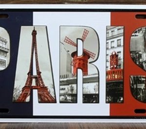 Plaque décorative Paris en France de couleur Bleu, blanc et rouge