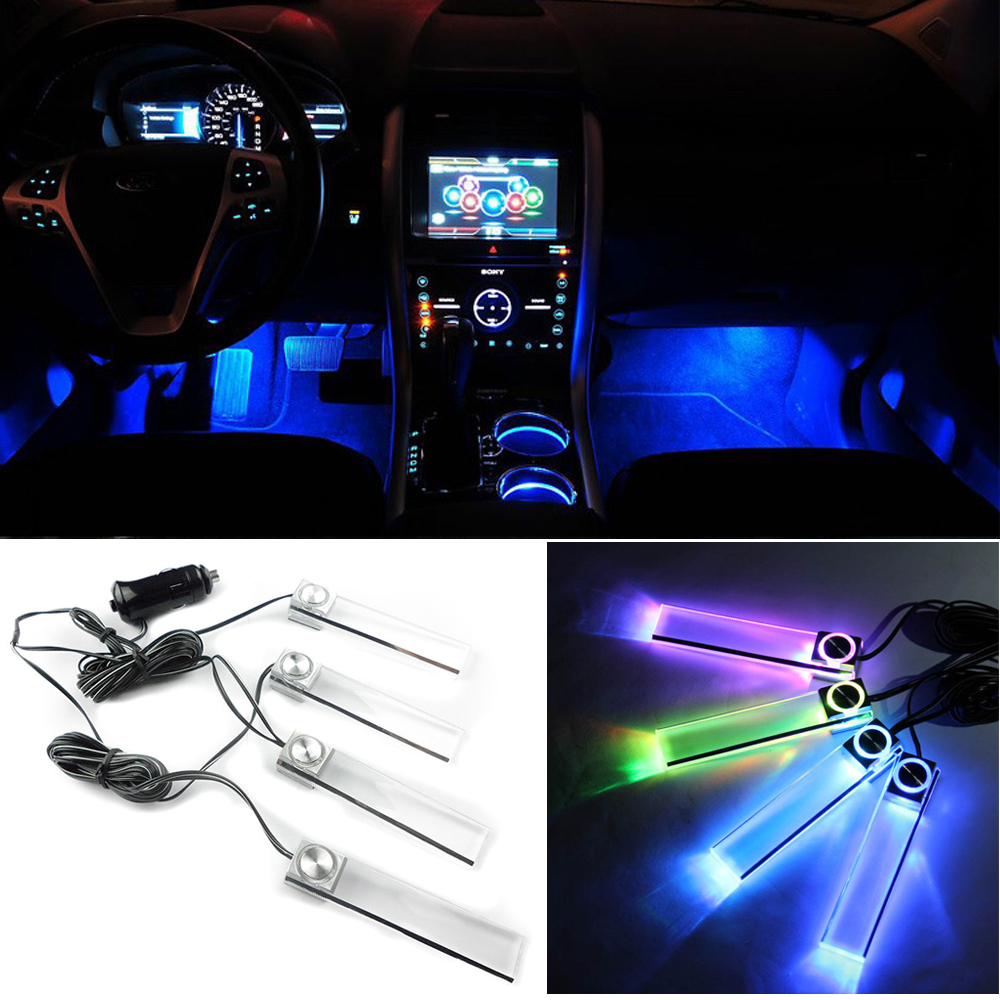 Lumière d'ambiance LED décorative super brillante pour voiture de 1,2 m ( lumière bleue glacée)