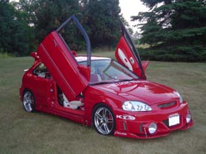 Kit de lambo doors / portes verticales Honda Civic, Prelude, CRX, Del Sol, Acura Integra